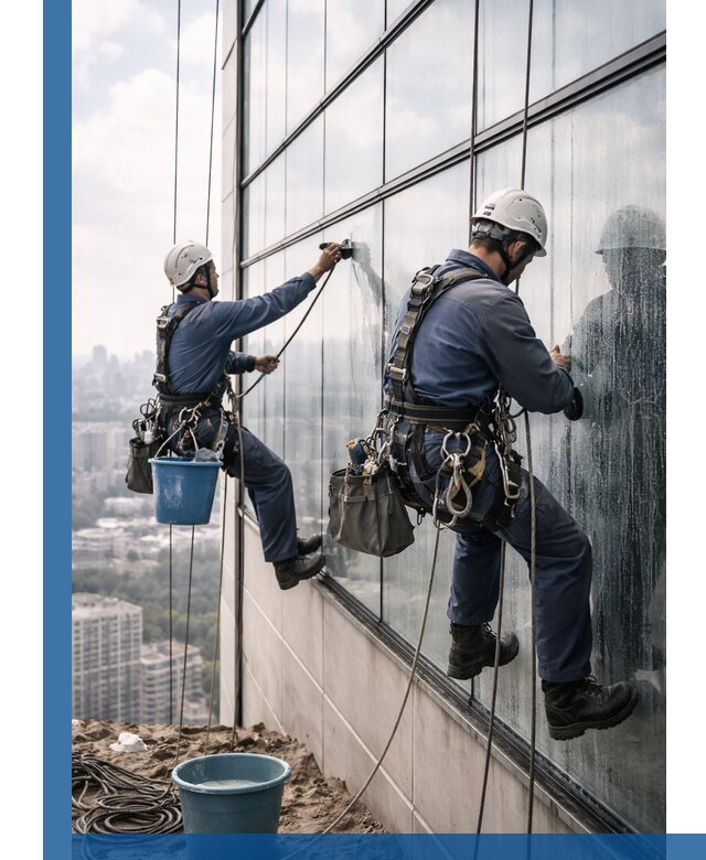 Профессиональная мойка фасадных окон альпинистами в Горячем Ключе