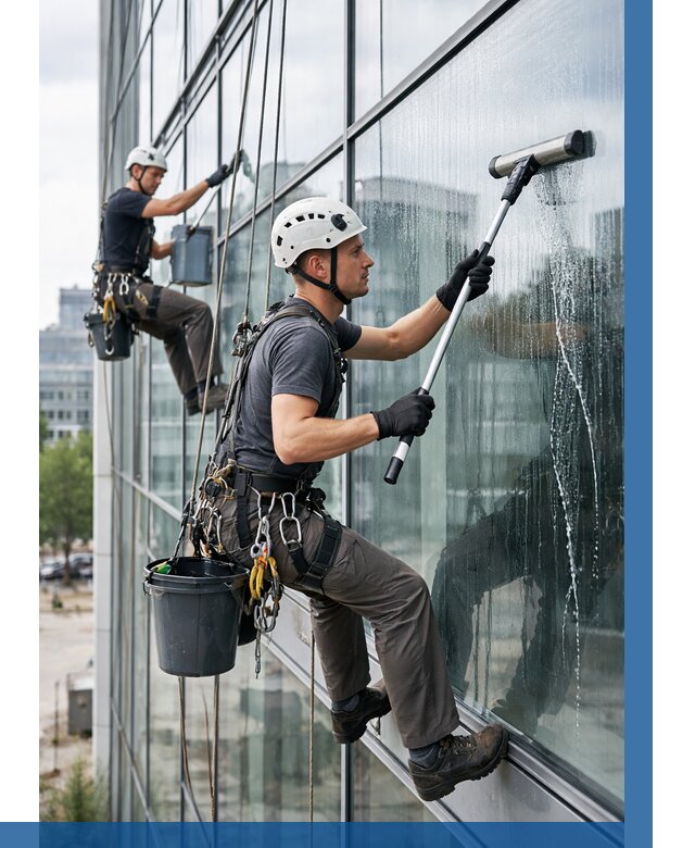 Мойка витражей альпинистами в Горячем Ключе от 723 р. под ключ|ВЫСОТНИК-Грч