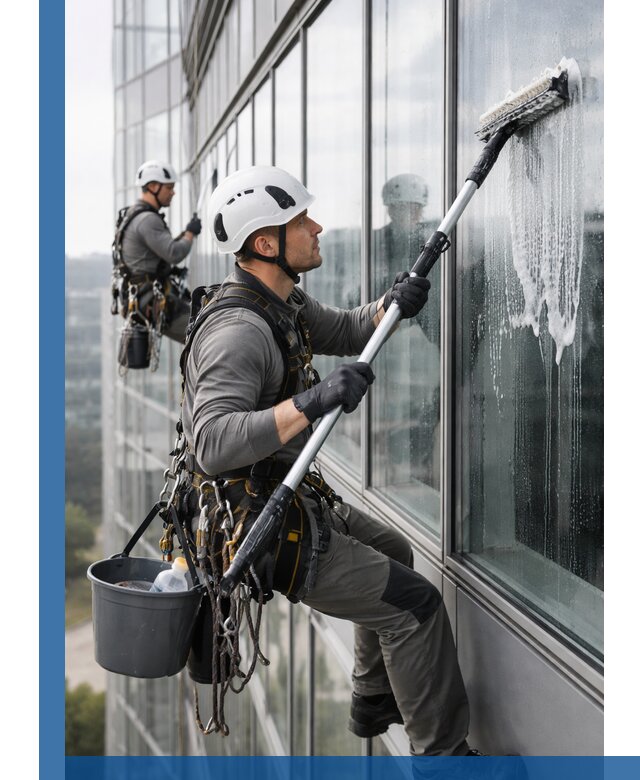 Высотная мойка сплошного остекления с выездом в Горячем Ключе