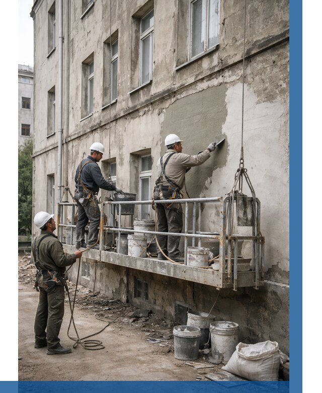 Капитальный ремонт фасада в Горячем Ключе от 4340 р. | ВЫСОТНИК-Грч