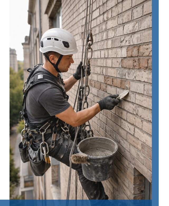 Ремонт кирпичной кладки фасада в Горячем Ключе от 1860 р. | ВЫСОТНИК-Грч