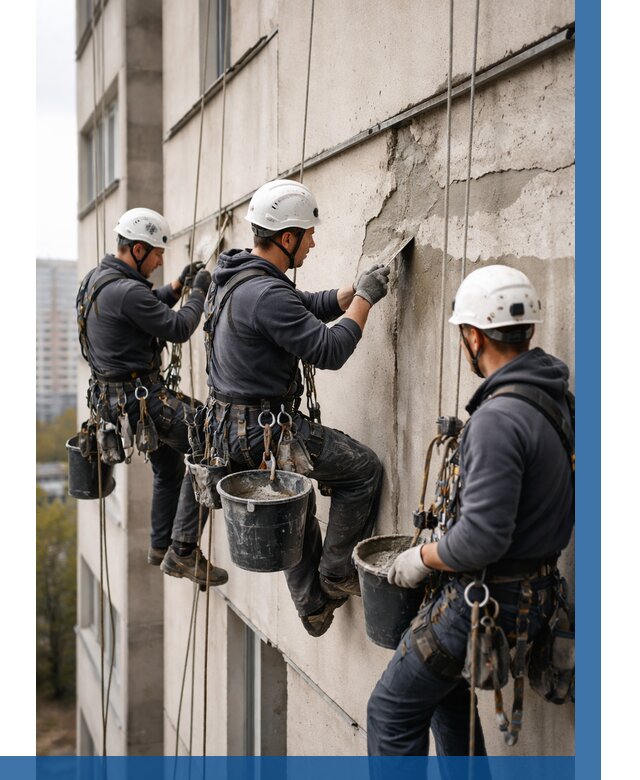 Ремонт бетонных элементов фасада в Горячем Ключе от 2583 р. | ВЫСОТНИК-Грч