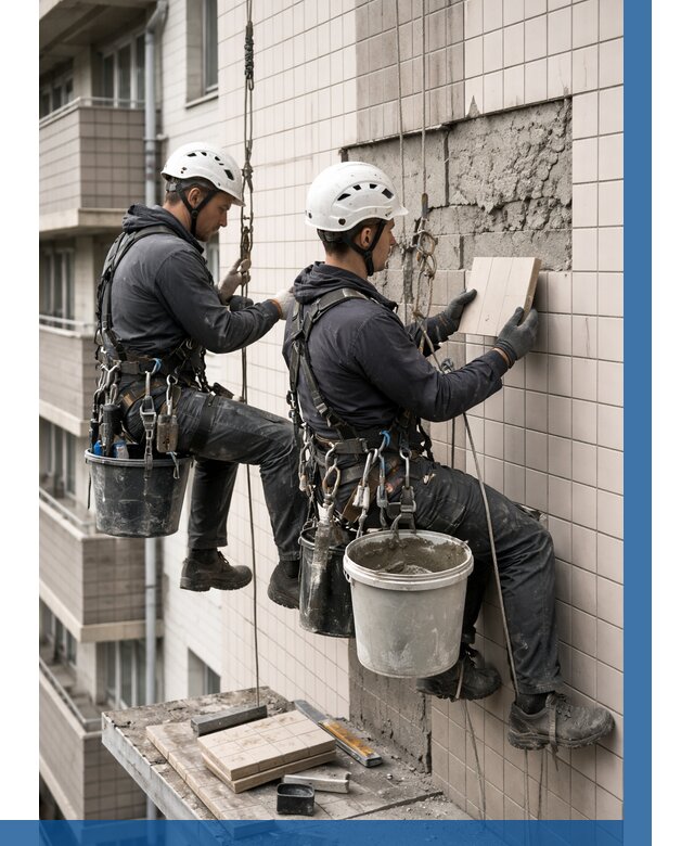 Ремонт облицовки фасада плиткой в Горячем Ключе от 1860 р. | ВЫСОТНИК-Грч