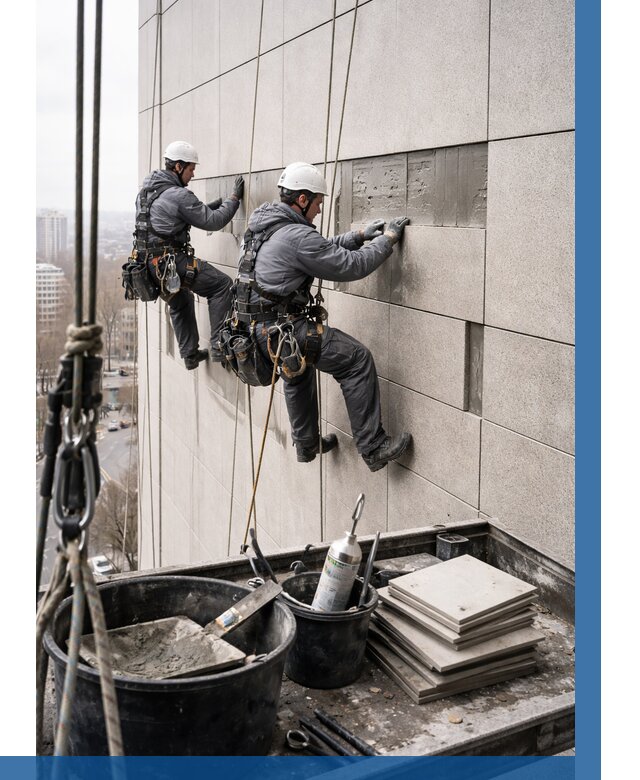 Ремонт фасада из керамогранита в Горячем Ключе от 2583 р. | ВЫСОТНИК-Грч