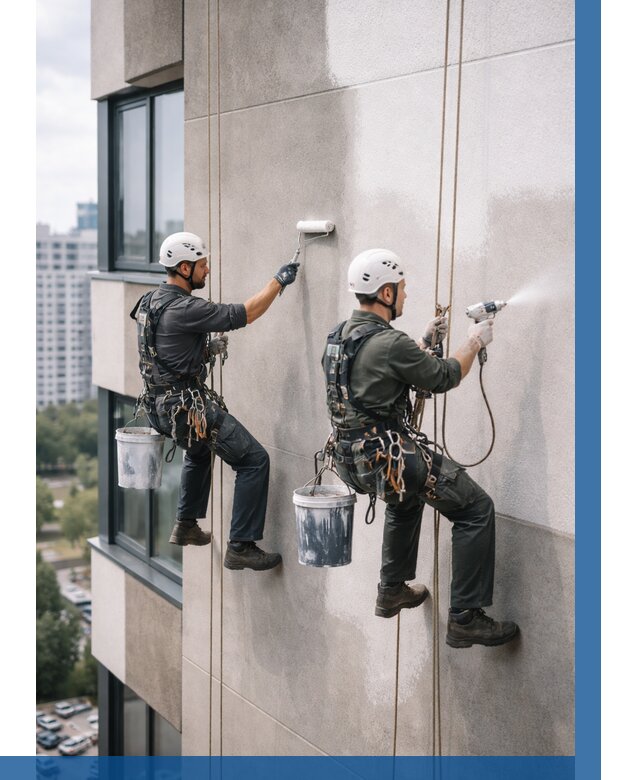 Покраска фасада альпинистами в Горячем Ключе от 310 р. | ВЫСОТНИК-Грч