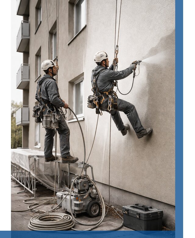 Безвоздушная покраска фасада в Горячем Ключе от 227 р/м² | ВЫСОТНИК-Грч