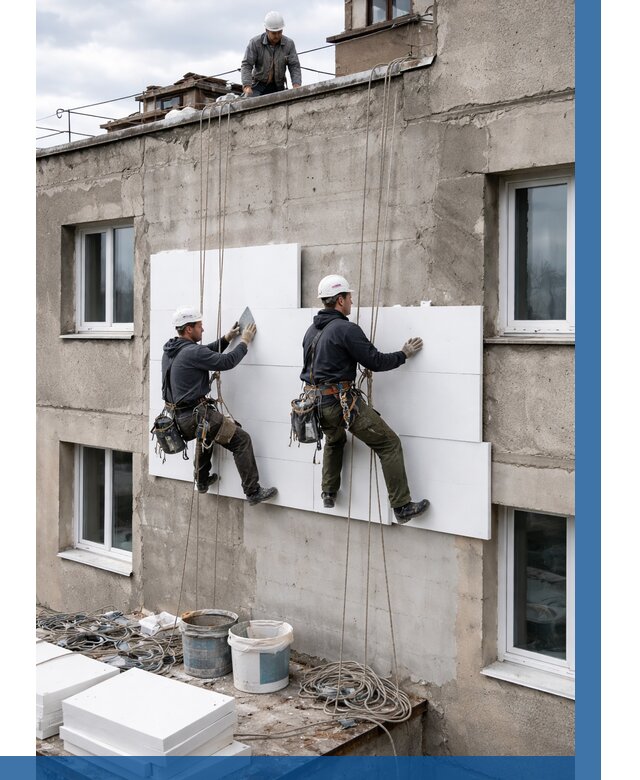 Утепление фасада пенополистиролом в Горячем Ключе от 1860 р. | ВЫСОТНИК-Грч