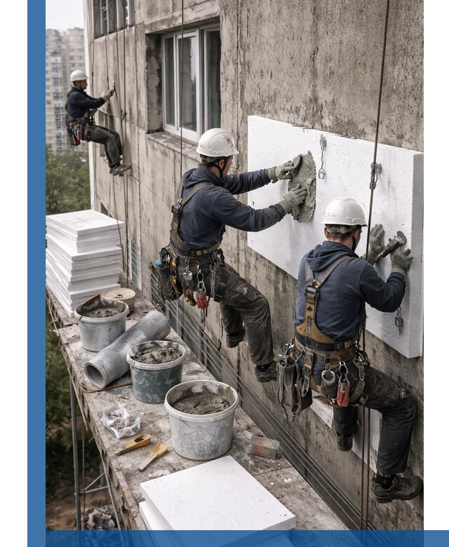 Утепление фасада пенополистиролом в Горячем Ключе под ключ