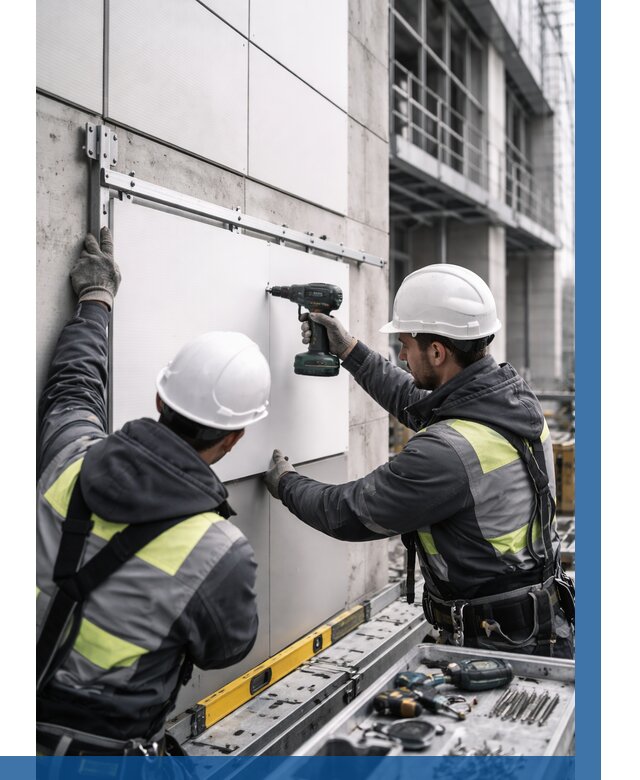 Монтаж композитных панелей фасада в Горячем Ключе от 2583 р. | ВЫСОТНИК-Грч