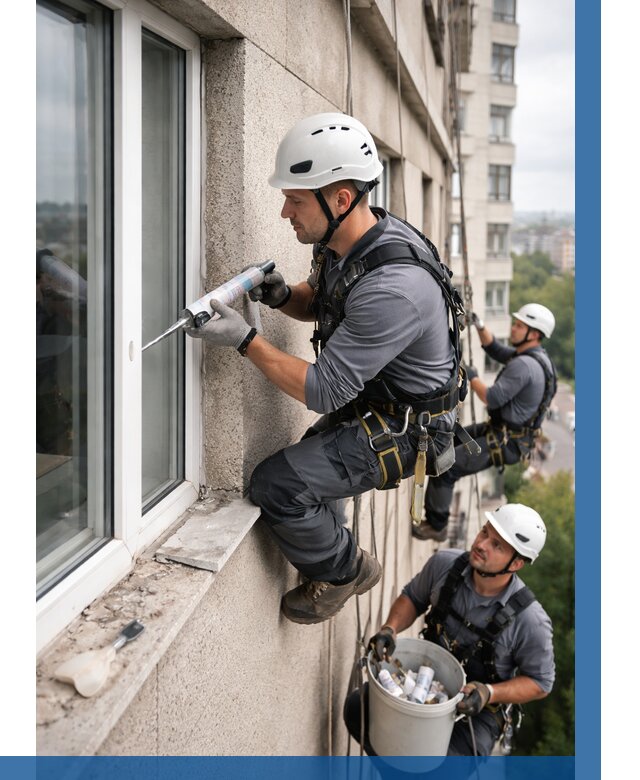 Герметизация оконных швов снаружи в Горячем Ключе от 1550 р. | ВЫСОТНИК-Грч