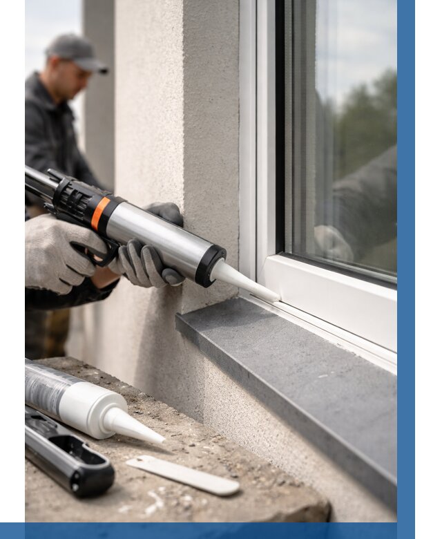 Герметизация монтажных швов окон в Горячем Ключе от 672 р. | ВЫСОТНИК-Грч