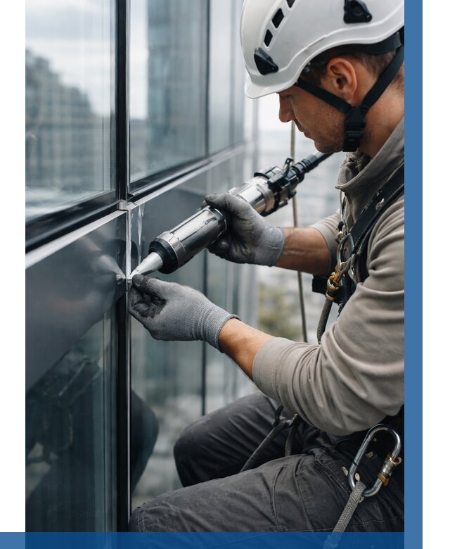 Герметизация стыков витража в Горячем Ключе от 1240 р. | ВЫСОТНИК-Грч