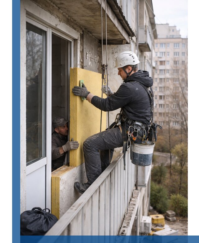 Профессиональное утепление балкона снаружи в Горячем Ключе под ключ
