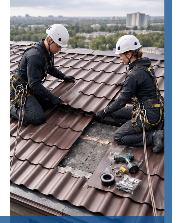 Ремонт металлочерепицы на крыше в Горячем Ключе от 930 р. | ВЫСОТНИК-Грч