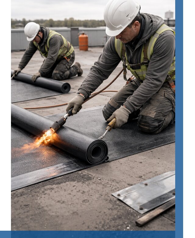 Монтаж наплавляемой кровли в Горячем Ключе от 878 р. — ВЫСОТНИК-Грч