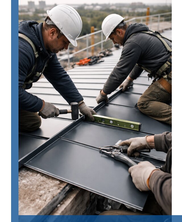 Монтаж фальцевой кровли в Горячем Ключе для промышленных зданий