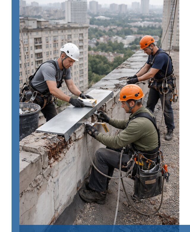 Ремонт парапета на кровле в Горячем Ключе, высотные работы с гарантией