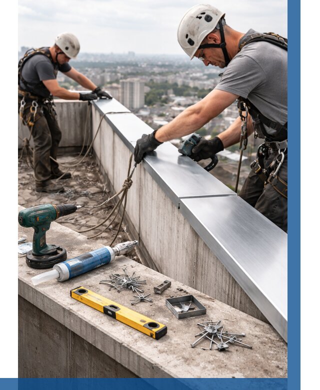 Монтаж парапетных крышек в Горячем Ключе от 827 р. | ВЫСОТНИК-Грч