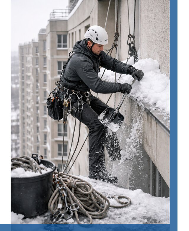 Очистка карнизов от снега в Горячем Ключе от 310 р. | ВЫСОТНИК-Грч