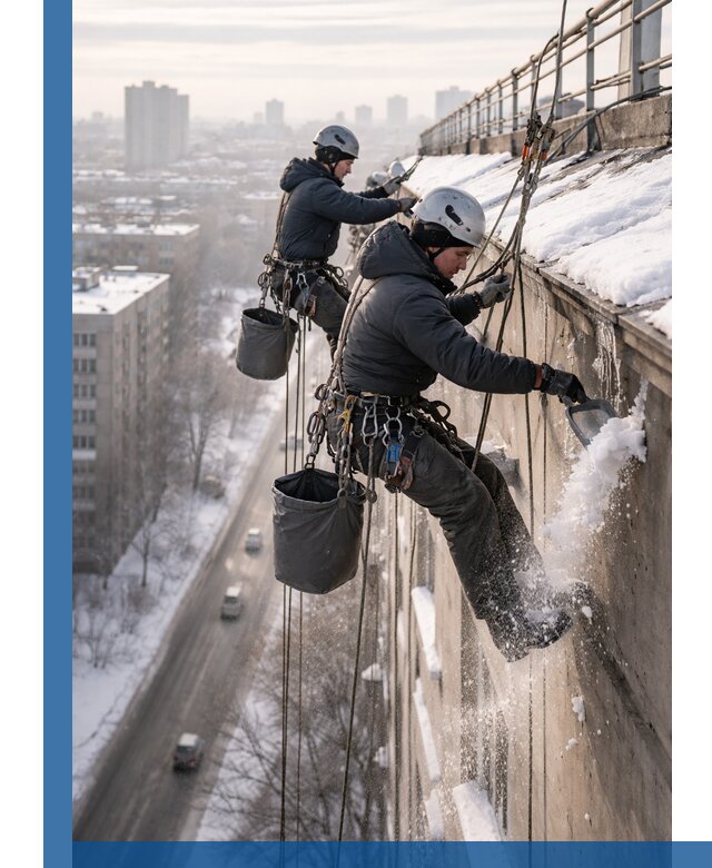 Очистка карнизов от снега в Горячем Ключе профессионально и безопасно