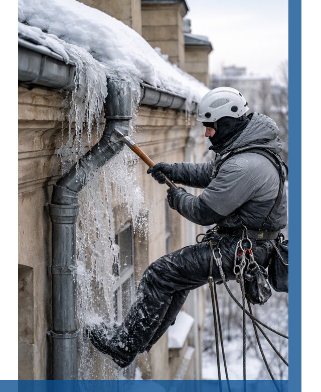Очистка водостоков от льда в Горячем Ключе от 3617 р. | ВЫСОТНИК-Грч