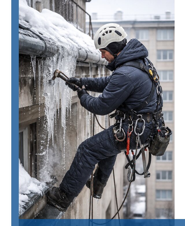 Удаление наледи и чистка водостоков в Горячем Ключе оперативно и безопасно