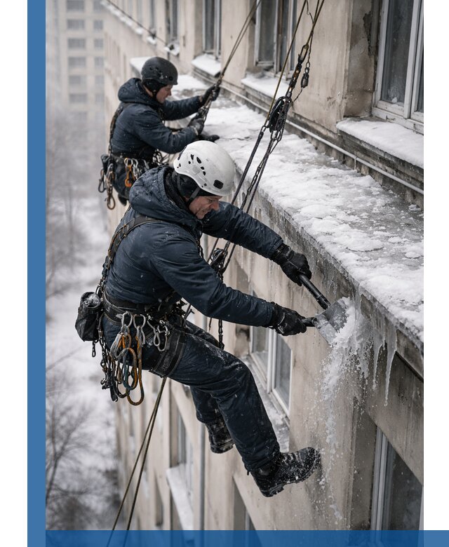 Удаление наледи и сосулек с карнизов в Горячем Ключе профессионально