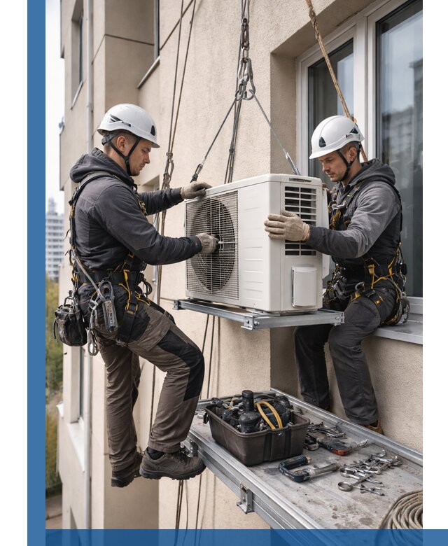 Перенос внешнего блока кондиционера в Горячем Ключе с монтажом и крепежом