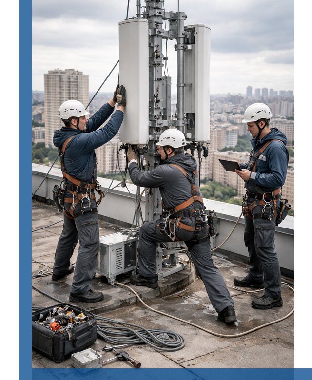 Монтаж антенн связи на крыше в Горячем Ключе с вводом в эксплуатацию