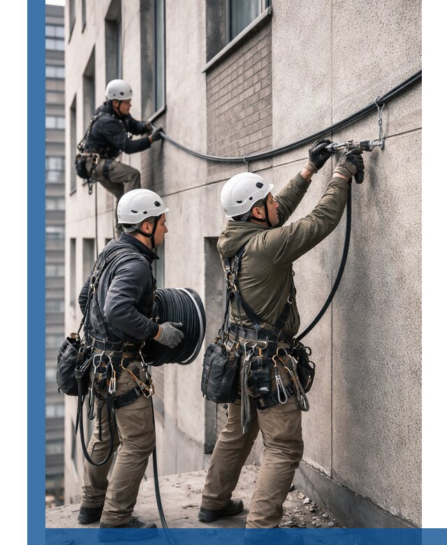 Прокладка кабеля по фасаду в Горячем Ключе, профессиональный монтаж