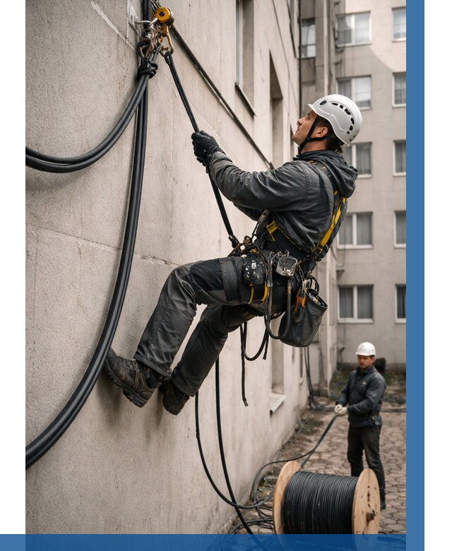 Протяжка кабеля питания на высоте в Горячем Ключе от 465 р. | ВЫСОТНИК-Грч