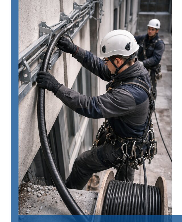 Протяжка кабеля питания на высоте в Горячем Ключе с гарантией безопасности и качества