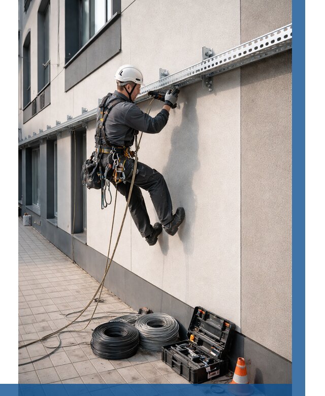 Монтаж кабельных лотков на фасаде в Горячем Ключе от 1240 р. | ВЫСОТНИК-Грч