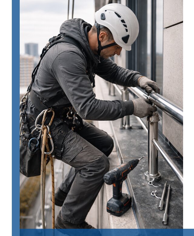 Монтаж ограждений на высоте в Горячем Ключе для зданий и конструкций