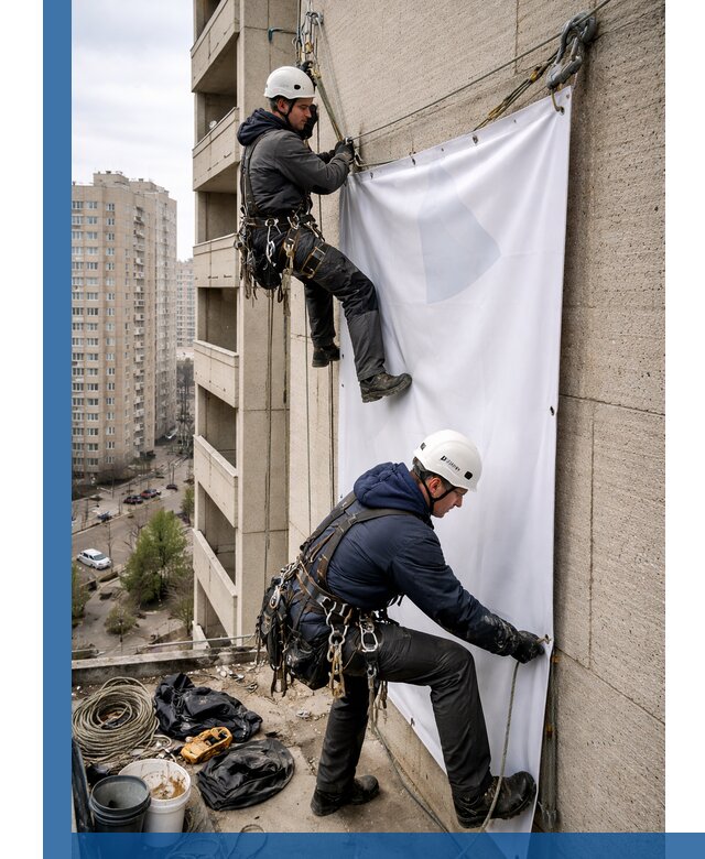 Профессиональный монтаж баннеров на фасаде в Горячем Ключе