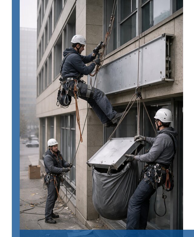 Демонтаж рекламной вывески с высотными работами в Горячем Ключе