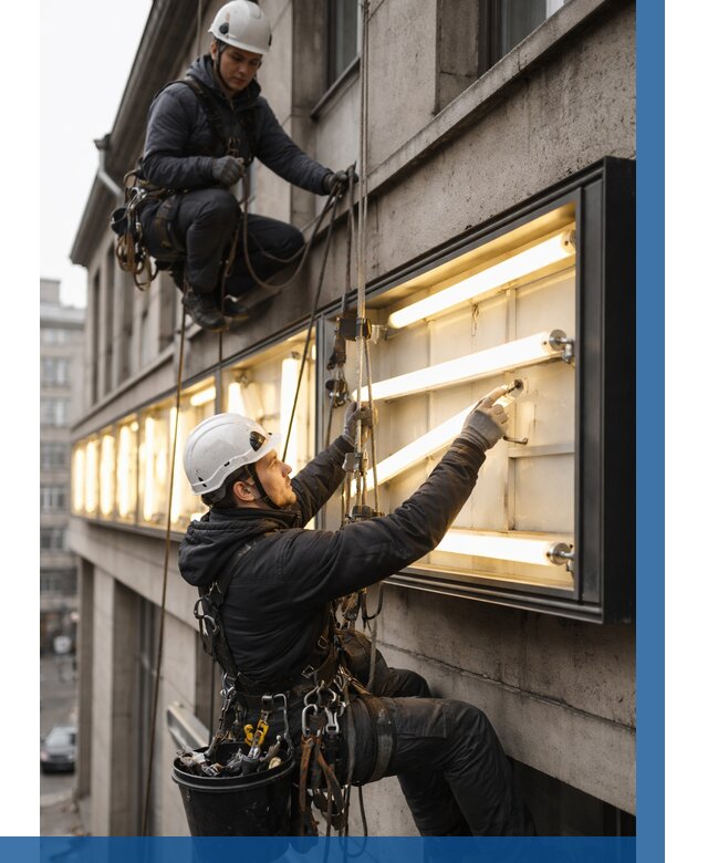 Замена ламп в вывеске в Горячем Ключе под ключ от 3617 р. | ВЫСОТНИК-Грч