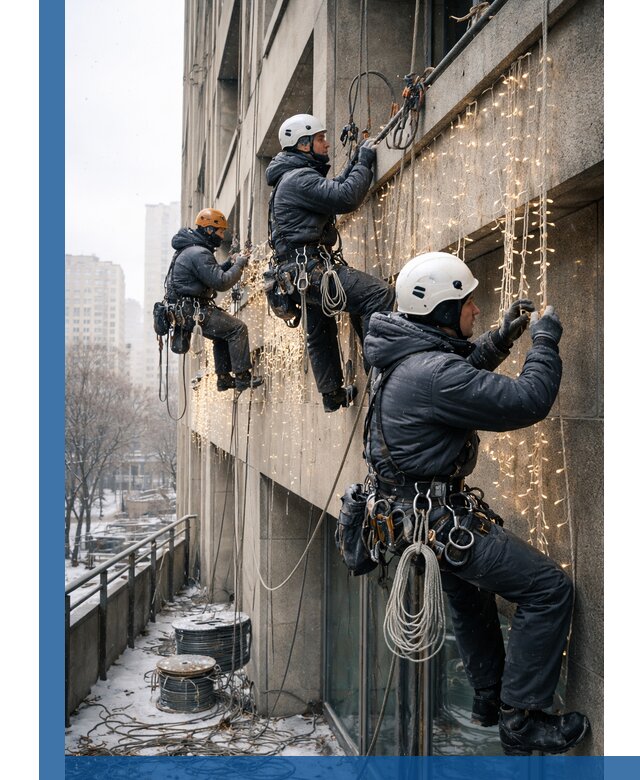 Монтаж новогодней иллюминации и украшение фасадов в Горячем Ключе