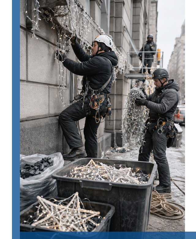 Демонтаж новогоднего оформления и гирлянд в Горячем Ключе