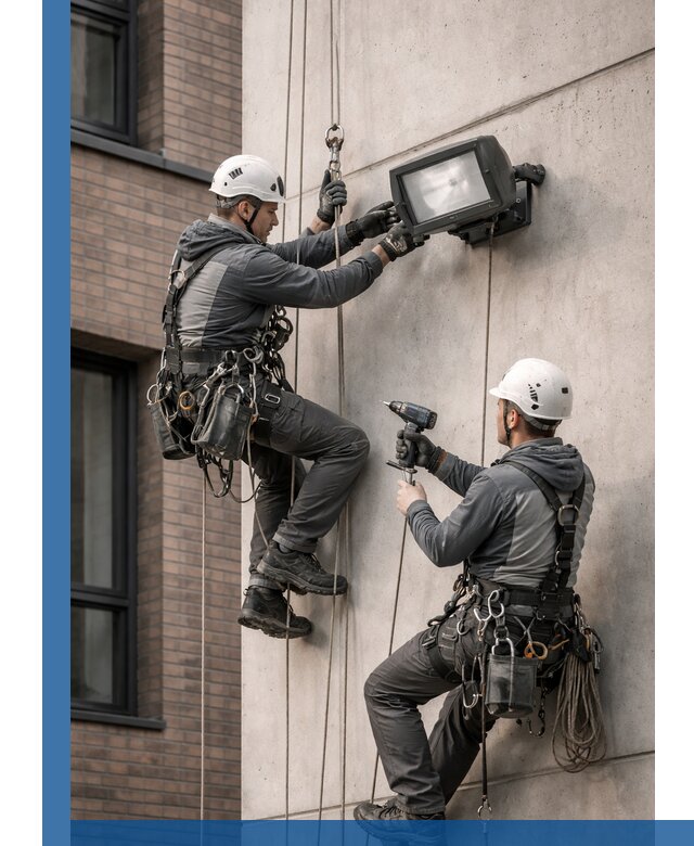 Профессиональный монтаж фасадных прожекторов в Горячем Ключе под ключ