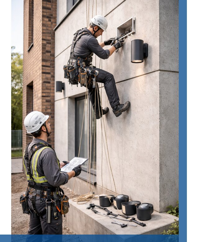 Монтаж фасадного освещения в Горячем Ключе от 2583 р. | ВЫСОТНИК-Грч