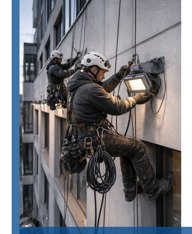 Монтаж фасадного освещения в Горячем Ключе установка и подключение