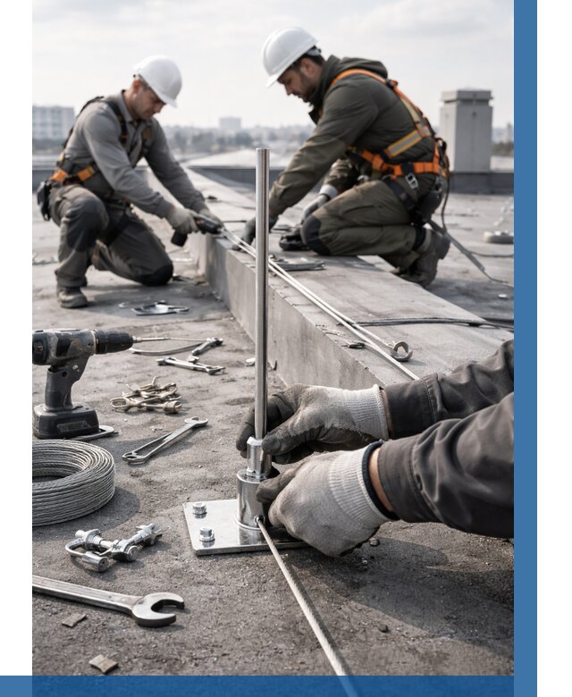 Монтаж молниезащиты на кровле в Горячем Ключе цена от 25833 р. | ВЫСОТНИК-Грч