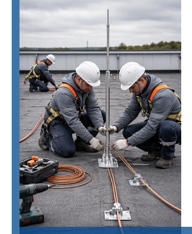 Монтаж молниезащиты на кровле в Горячем Ключе под ключ с гарантией