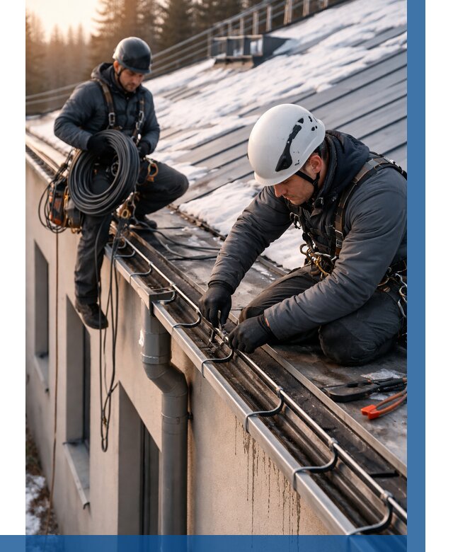 Монтаж греющего кабеля на кровле в Горячем Ключе от 465 р. | ВЫСОТНИК-Грч