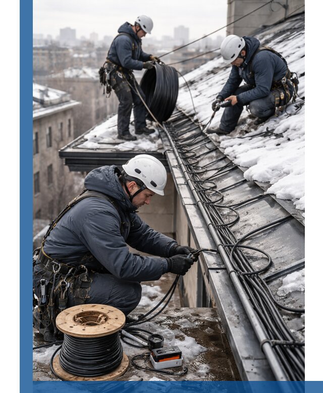 Монтаж греющего кабеля на кровле в Горячем Ключе под ключ