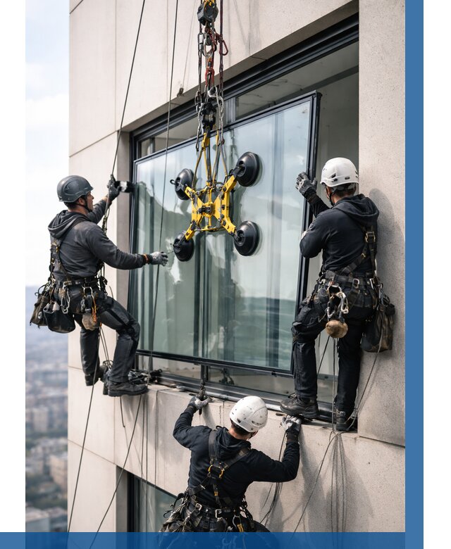 Монтаж стеклопакетов на высоте в Горячем Ключе от 3307 р. | ВЫСОТНИК-Грч
