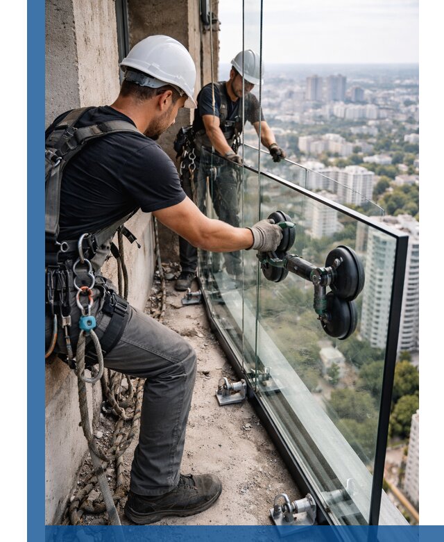 Монтаж стеклянных ограждений под ключ с гарантией в Горячем Ключе