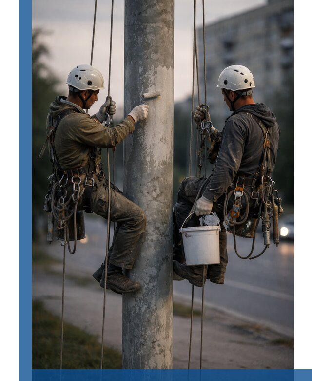 Покраска опор освещения и антикоррозийная защита в Горячем Ключе