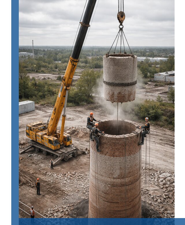Демонтаж дымовой трубы в Горячем Ключе с гарантиями безопасности